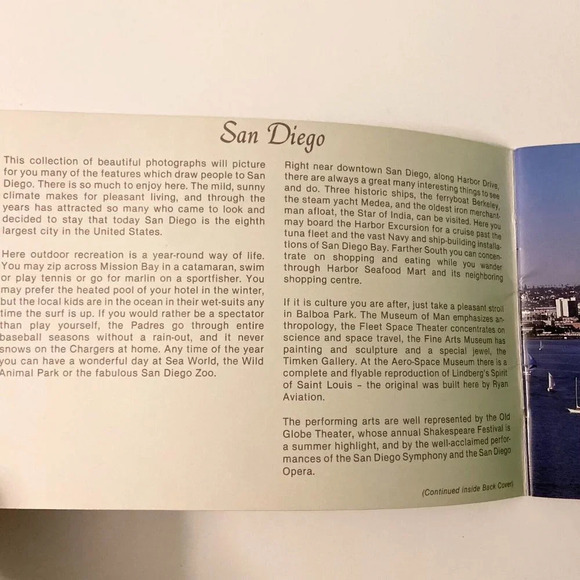 Vintage San Diego Travel  Guide Brochure Booklet Mission Bay Park Balboa Park - Picture 3 of 14